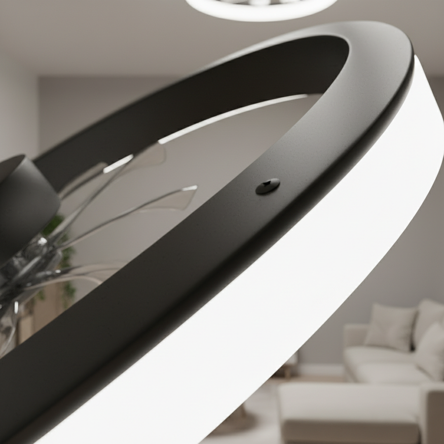 Ventilateur Plafonnier Noir À LED — détail