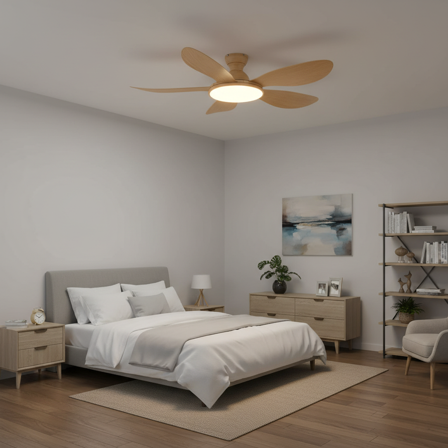Plafonnier Ventilateur LED En Bois