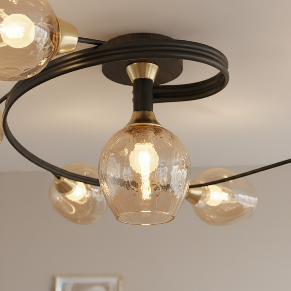 Plafonnier Spirale Bulles De Verre — détail