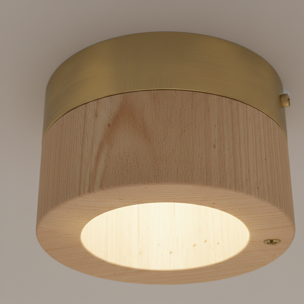 Petit Plafonnier Rond En Bois — détail