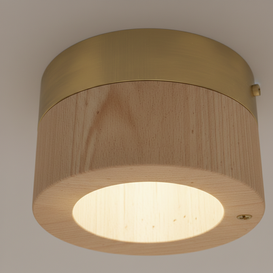 Petit Plafonnier Rond En Bois — détail
