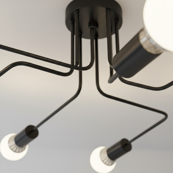 Plafonnier Industriel Ampoules Design — détail