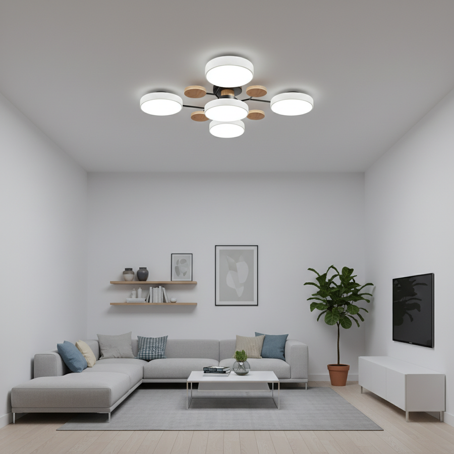 Plafonnier LED En Bois Et Métal