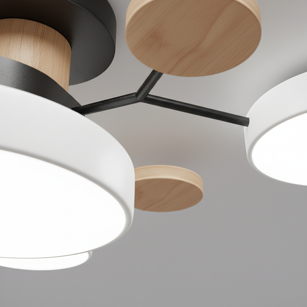 Plafonnier LED En Bois Et Métal — détail