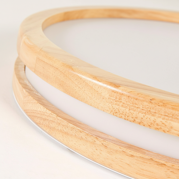 Plafonnier LED Rond En Bois — détail