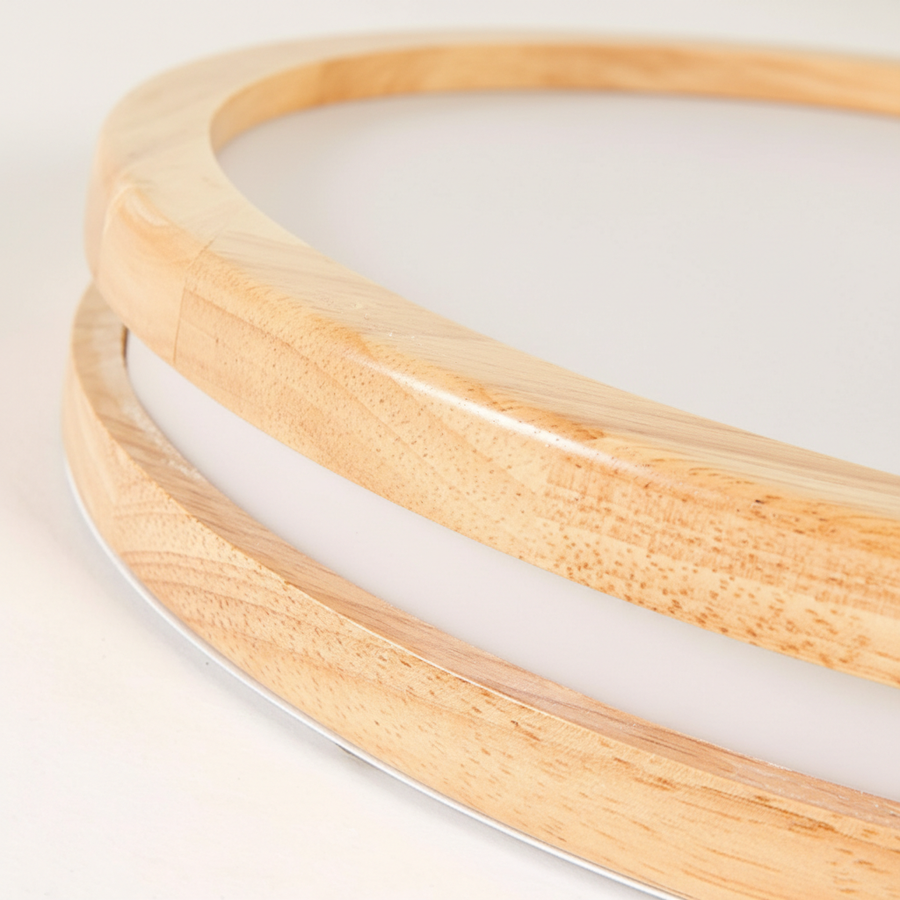 Plafonnier LED Rond En Bois — détail