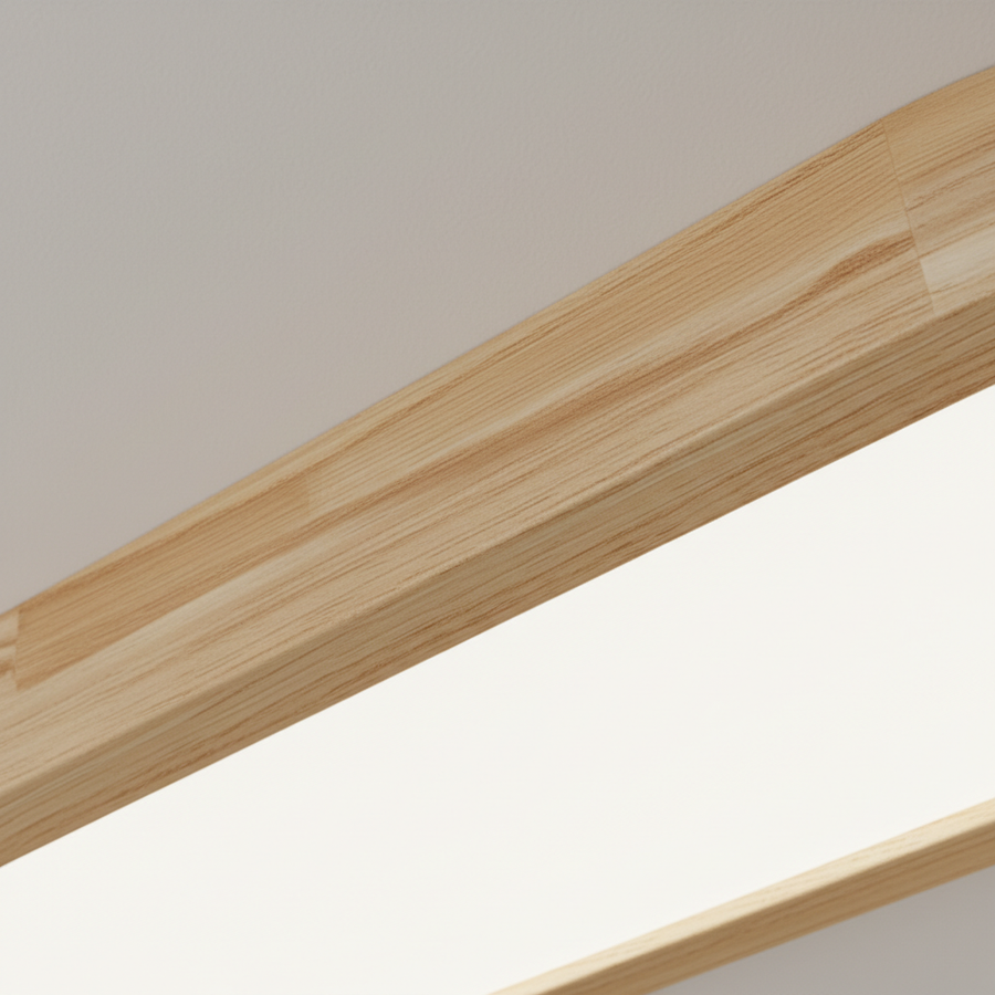 Long Plafonnier LED En Bois — détail