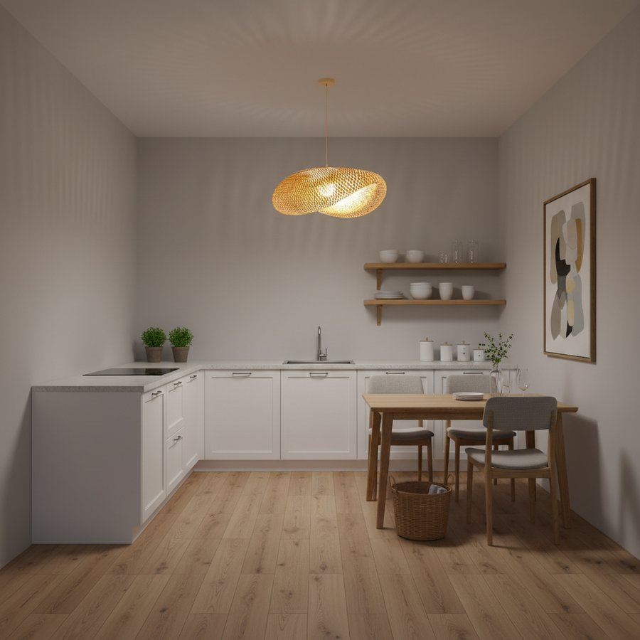 Plafonnier Style Bambou/Rotin