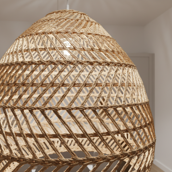 Plafonnier Style Osier Rotin — détail