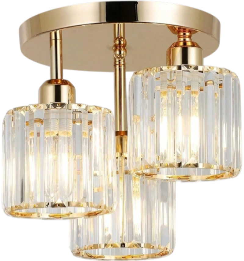 Plafonnier En Verre Doré