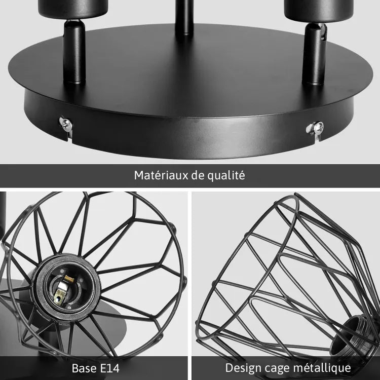 Plafonnier Noir À Spots