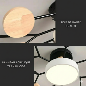 Plafonnier Bois Et Noir : Contraste Élégant Et Raffinement