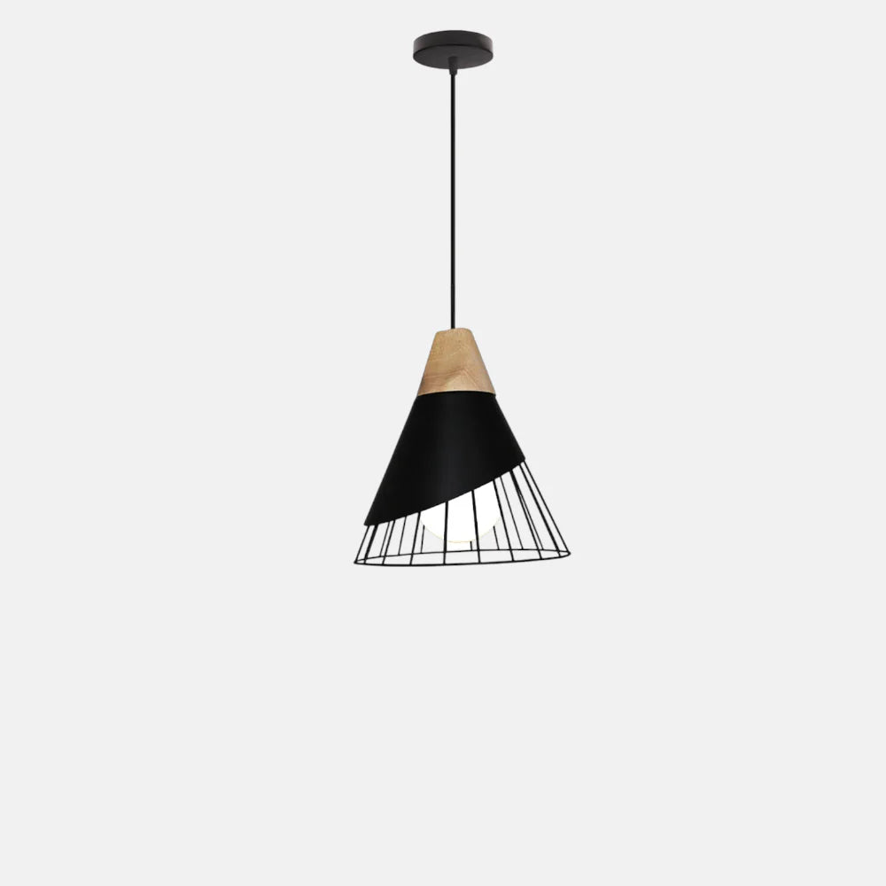 Plafonnier Industriel Bois Et Noir : Alliance Naturelle Élégante