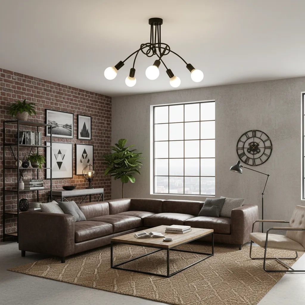 Plafonnier Salon Industriel : Ambiance Loft Et Caractère Affirmé
